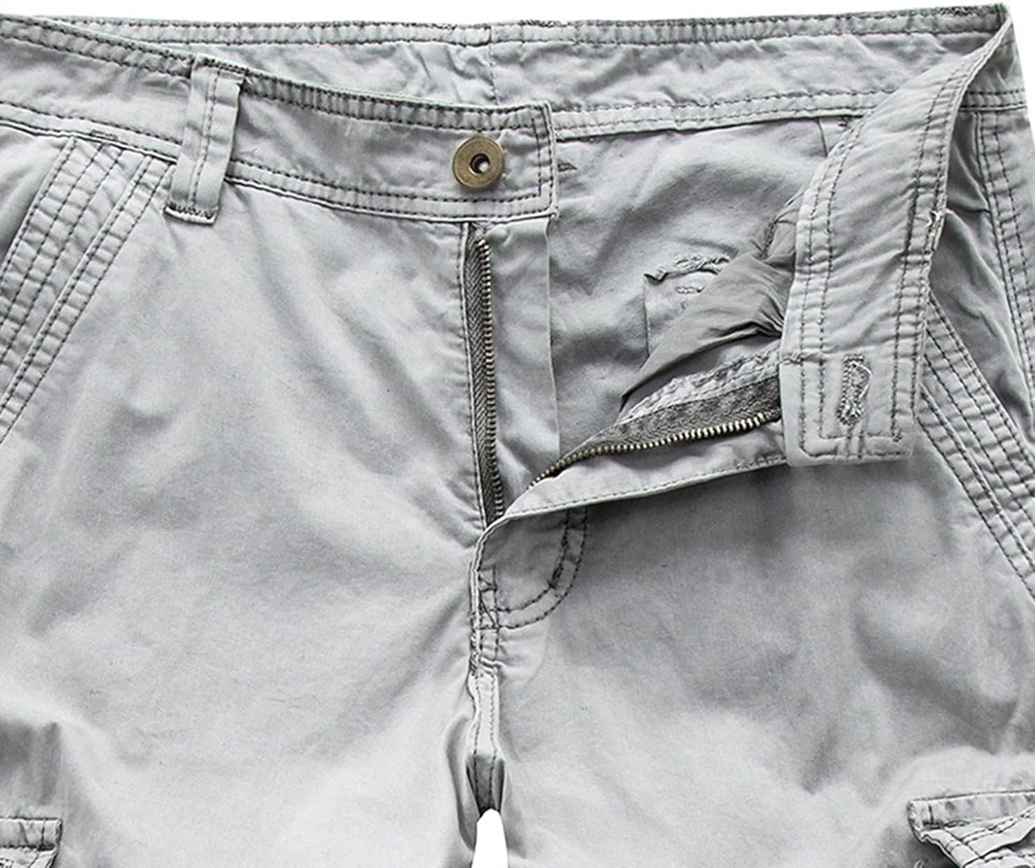 2 Pack Men's Cargo Shorts Cotton Work Shorts Multi Pockets Beach Shorts Relaxed Fit Outdoor Casual Military Shorts