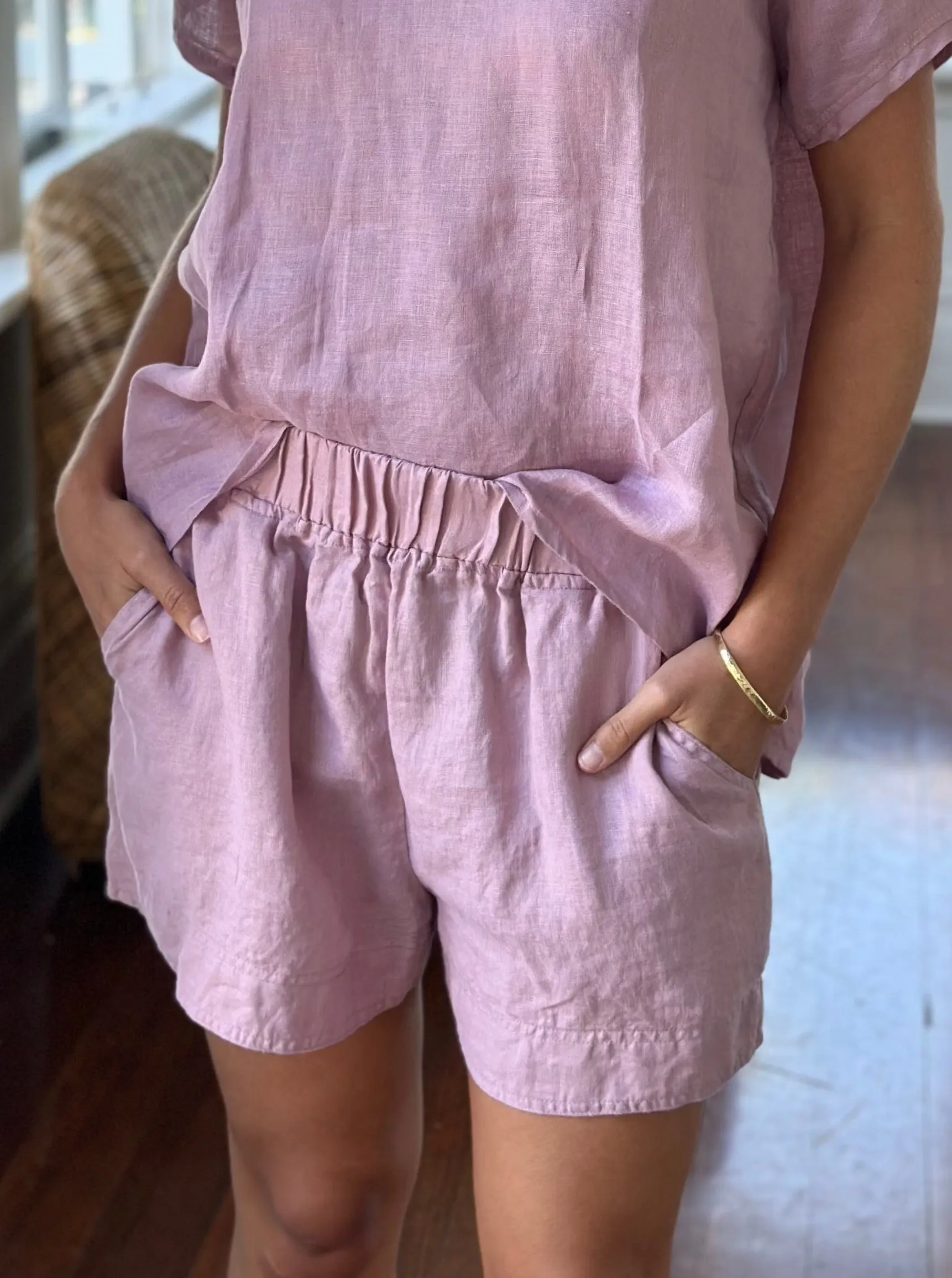 abbey short - dusty rose linen