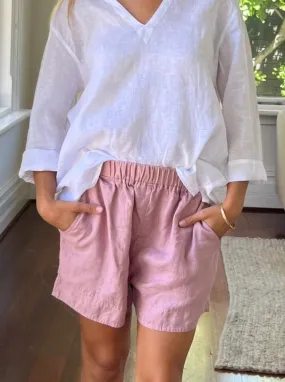 abbey short - dusty rose linen