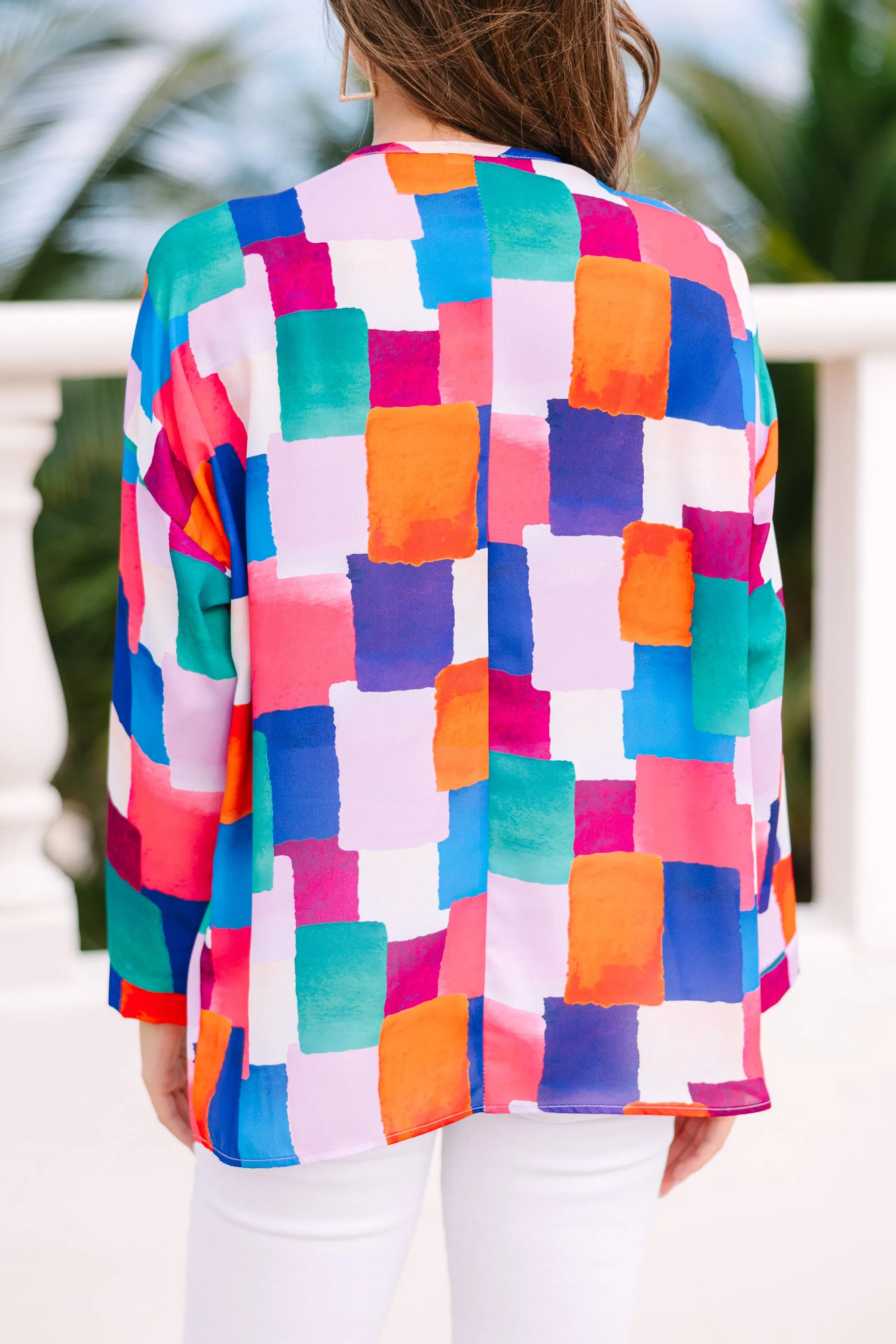 After It All Blue Multi Abstract Blouse