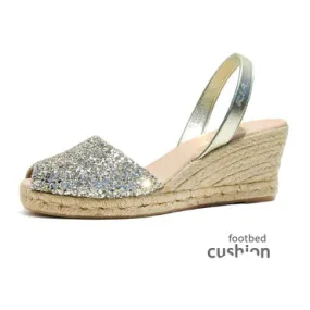 Avarcas Glitter Wedge Espadrilles Lluna - Champagne