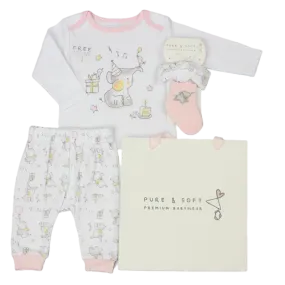 Baby Girls Elephant 4 Piece Gift Set