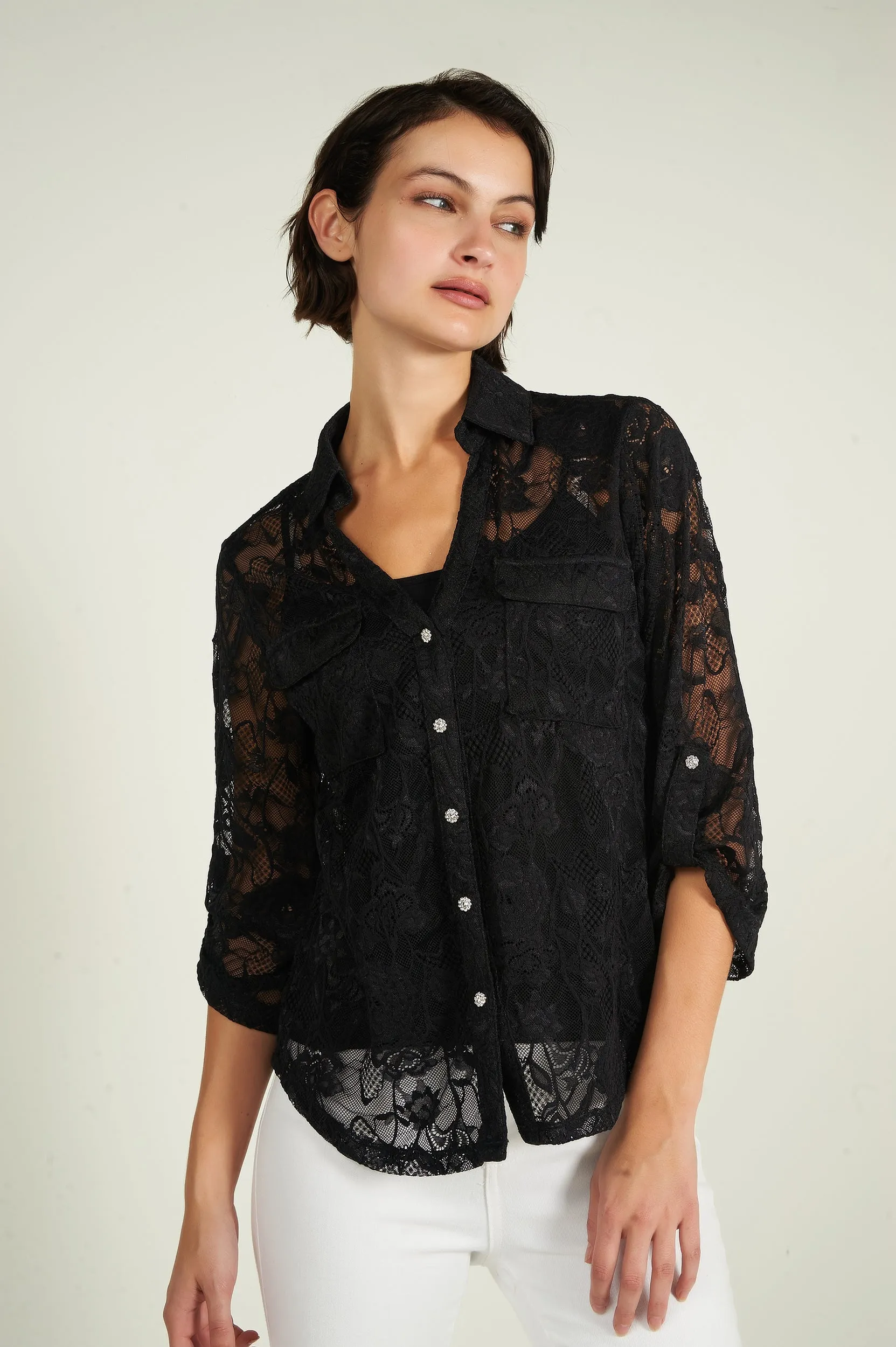 Blouse fleurie en dentelle - PINOT-LA - (R-B10)
