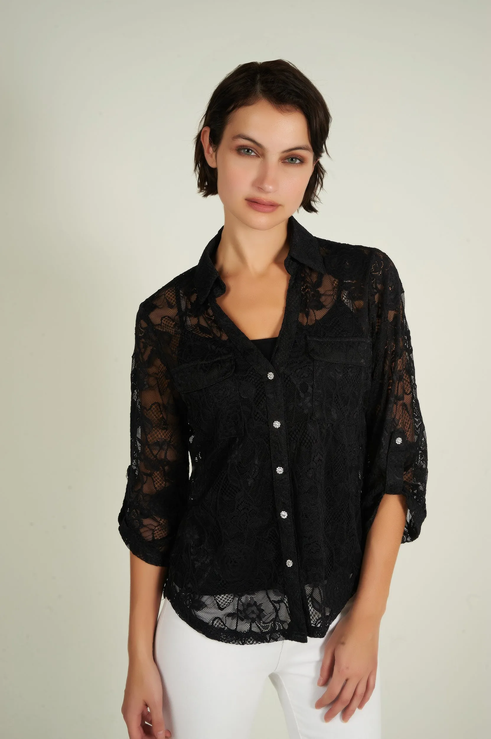 Blouse fleurie en dentelle - PINOT-LA - (R-B10)