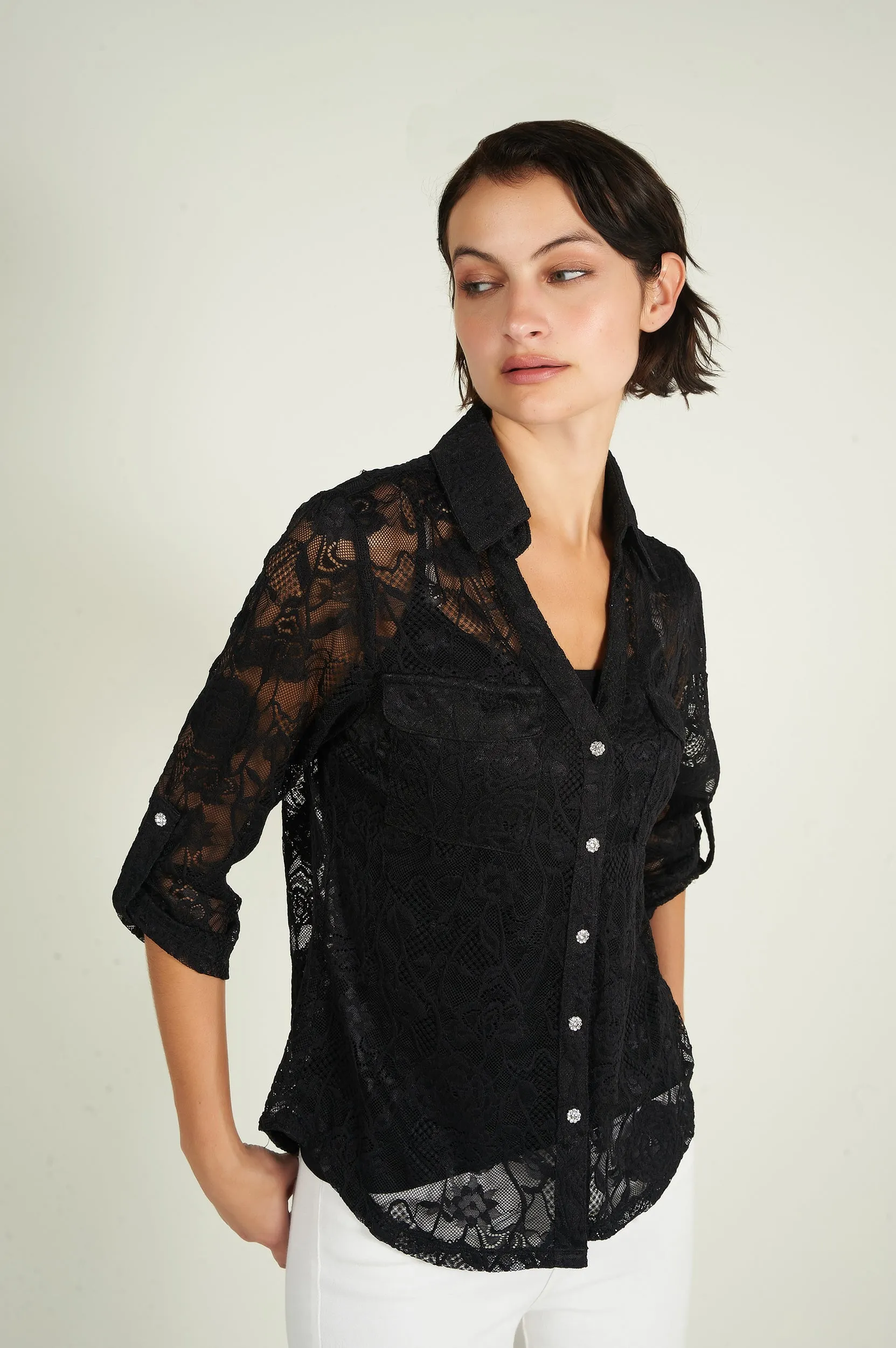 Blouse fleurie en dentelle - PINOT-LA - (R-B10)