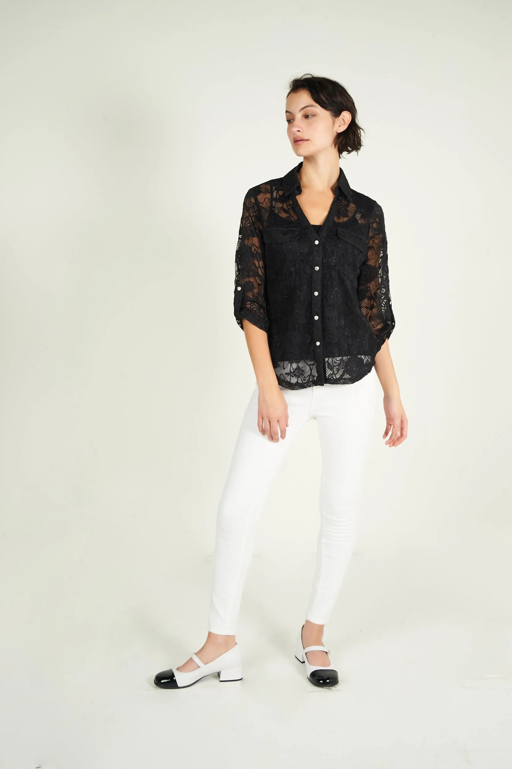 Blouse fleurie en dentelle - PINOT-LA - (R-B10)