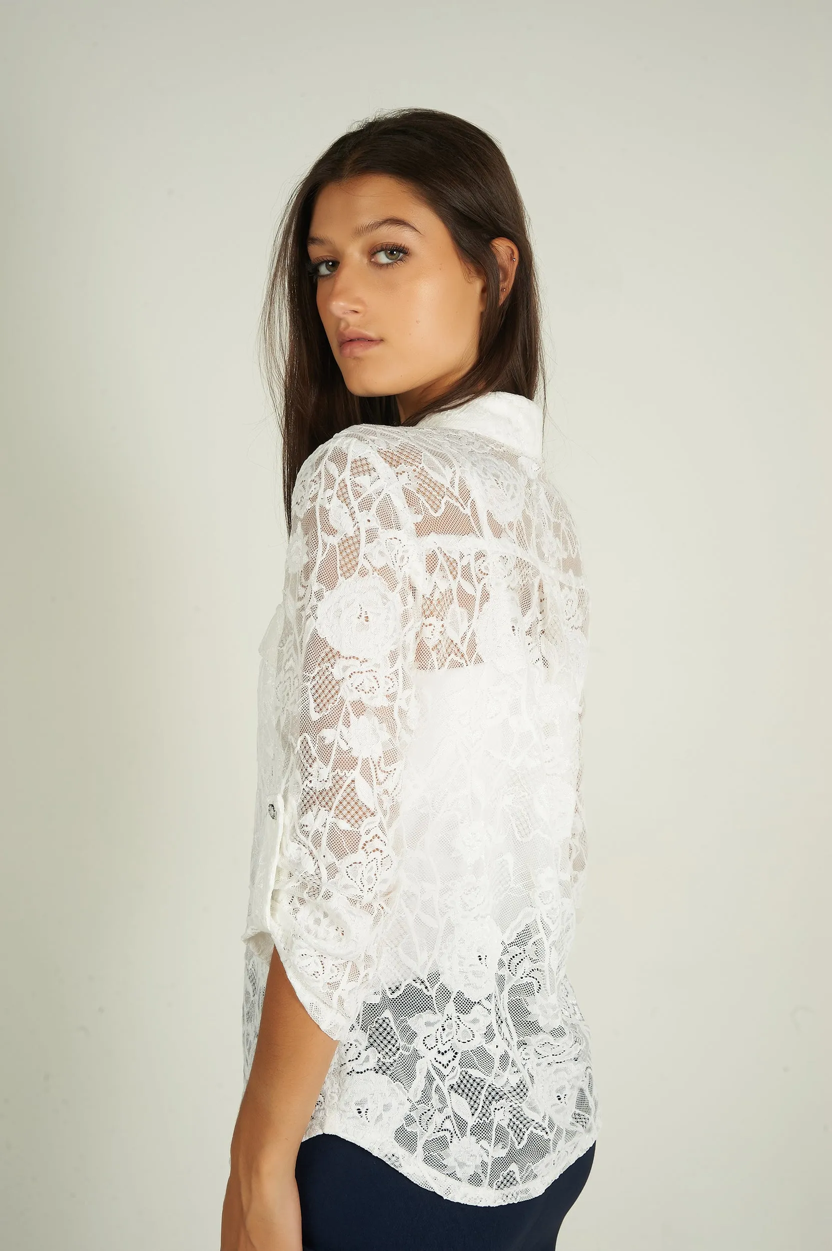 Blouse fleurie en dentelle - PINOT-LA - (R-B10)
