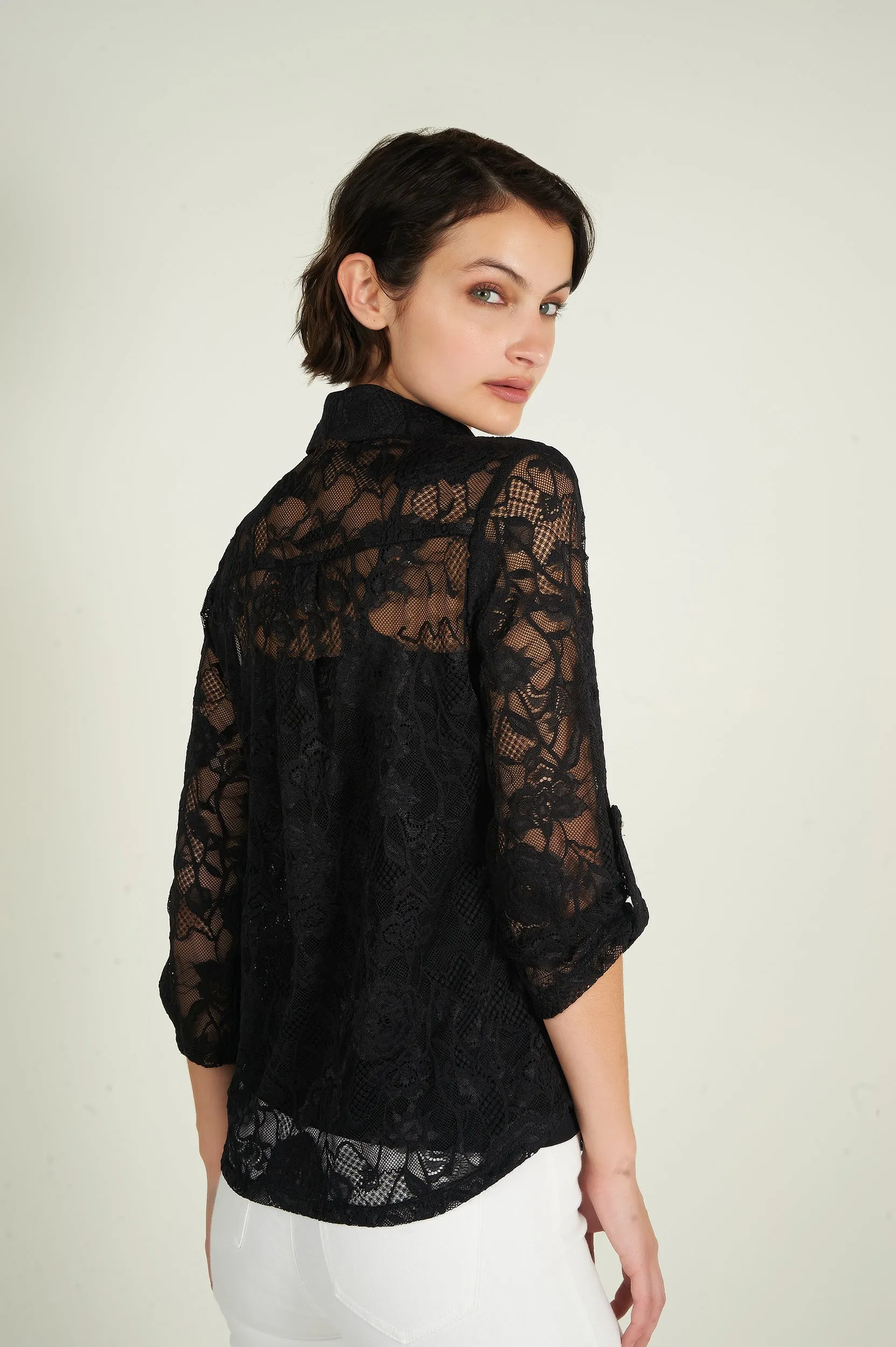 Blouse fleurie en dentelle - PINOT-LA - (R-B10)