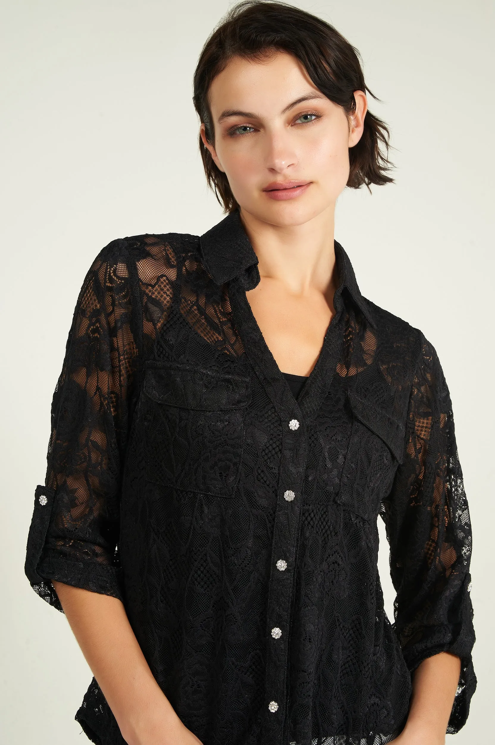Blouse fleurie en dentelle - PINOT-LA - (R-B10)