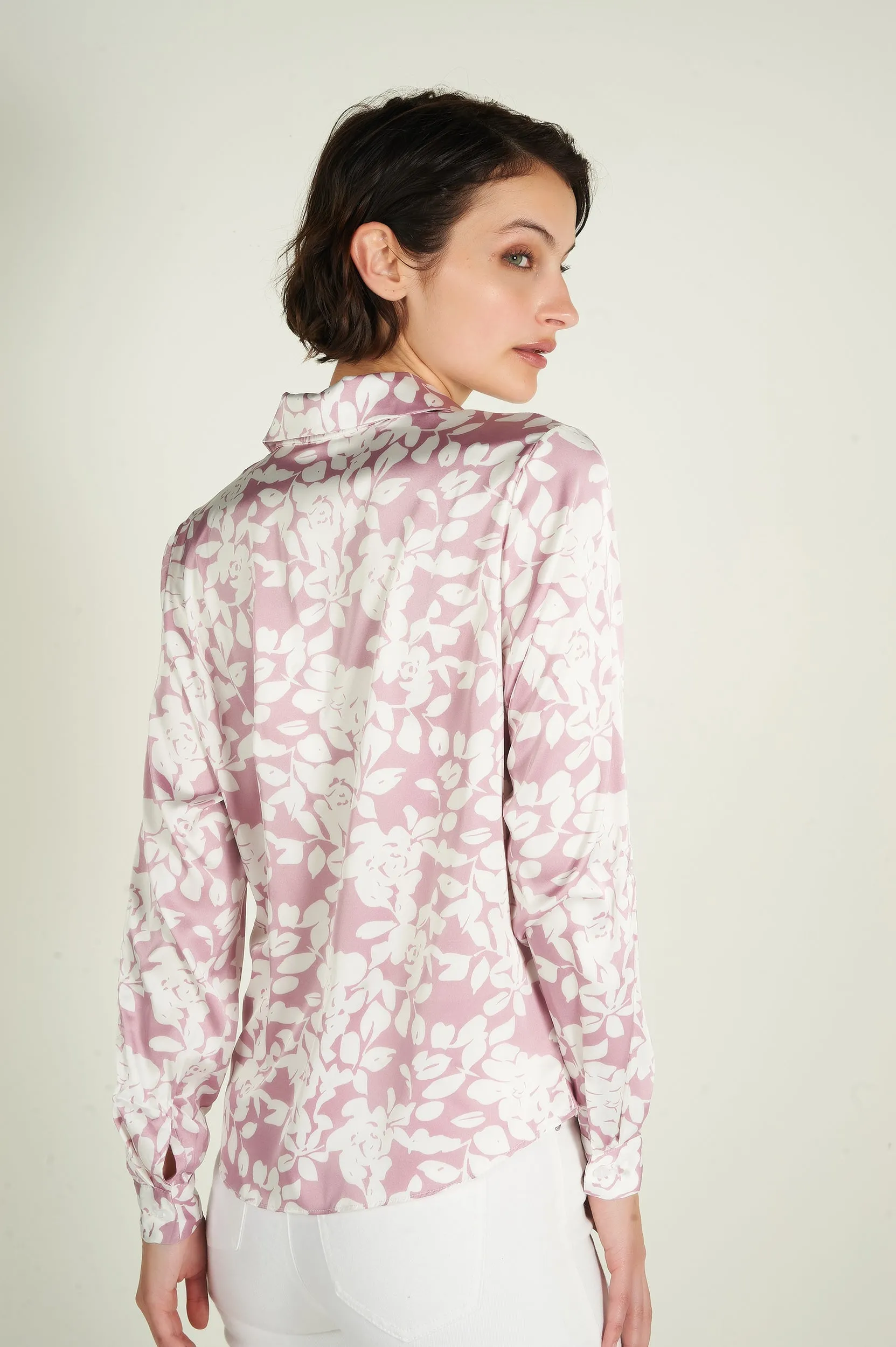 Blouse fleurie en satin - DALPHINA-I - (E-B2)