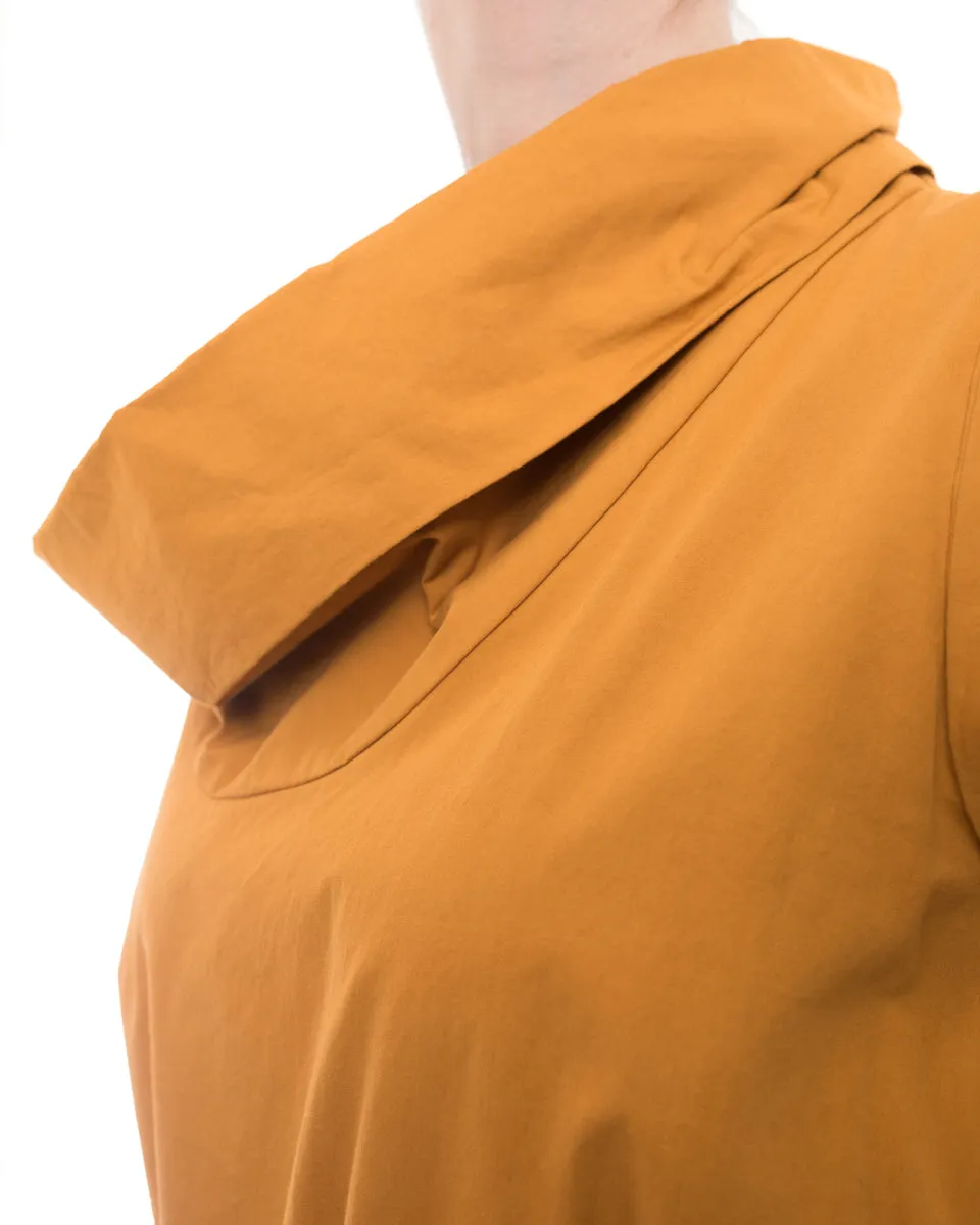 Bottega Veneta Mustard Yellow Cotton Cowl Neck Dress - 6/8
