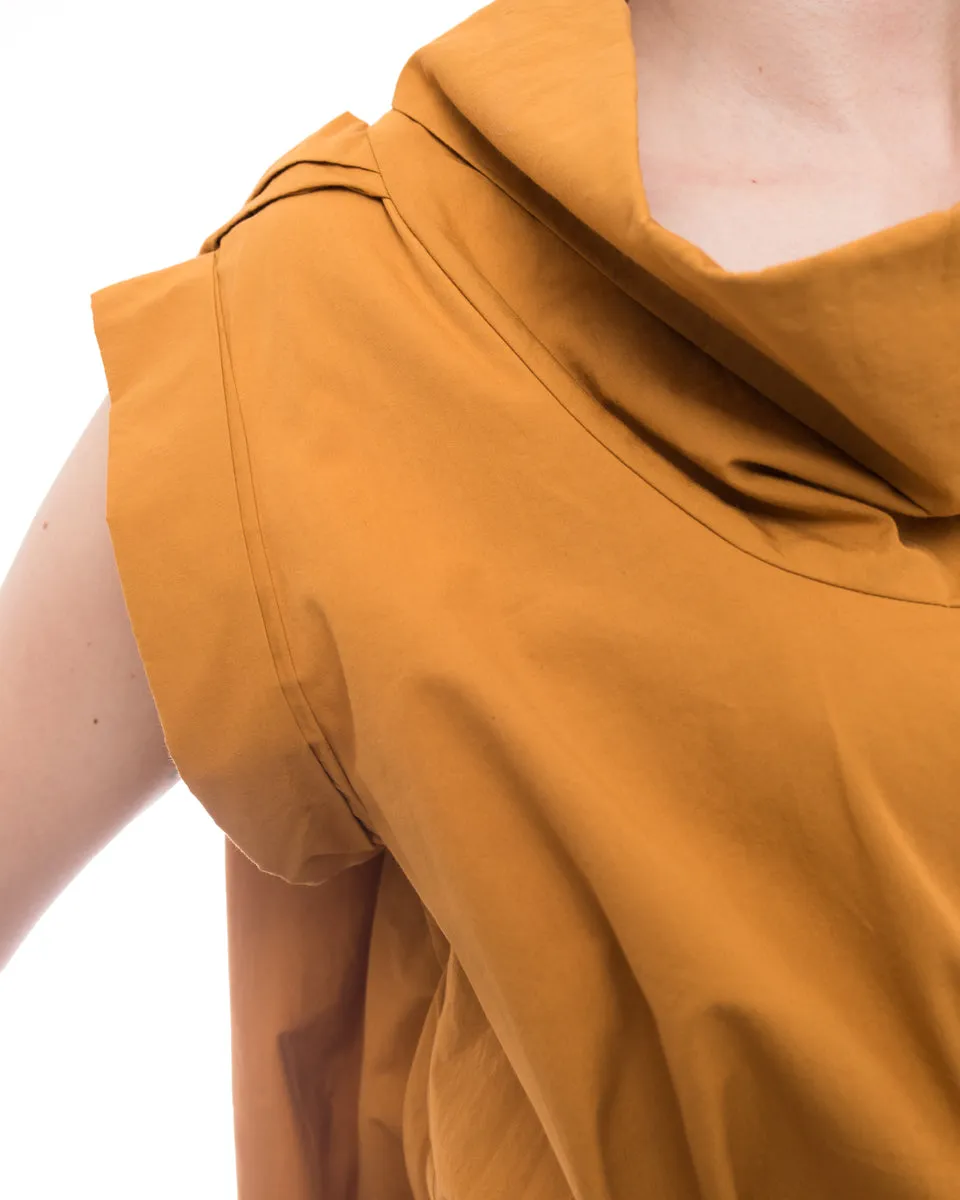 Bottega Veneta Mustard Yellow Cotton Cowl Neck Dress - 6/8