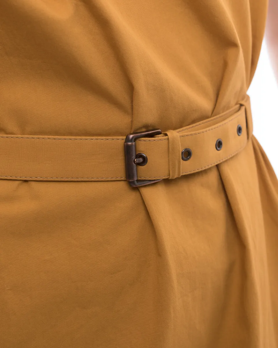 Bottega Veneta Mustard Yellow Cotton Cowl Neck Dress - 6/8