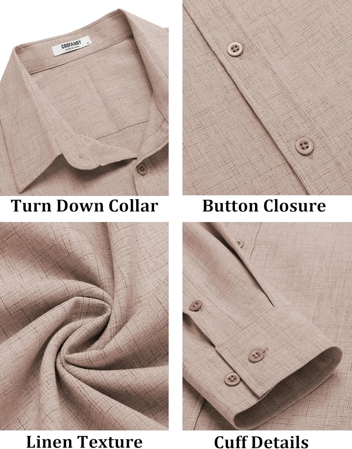 COOFANDY Men's Long Sleeve Button Down Linen Shirt Casual Untucked Chambray Shirt Wrinkle Free Wedding Shirts