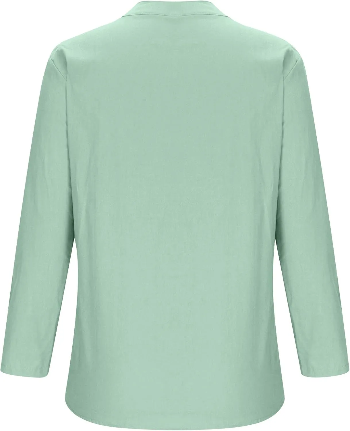 Cotton Linen Shirts for Women Long Sleeve Loose Fit Casual Blouse V Neck Button Down Basic Tees 2025 Summer Tops