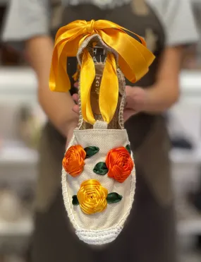 Custom-made Espadrilles Flat Classic Orange Flowers