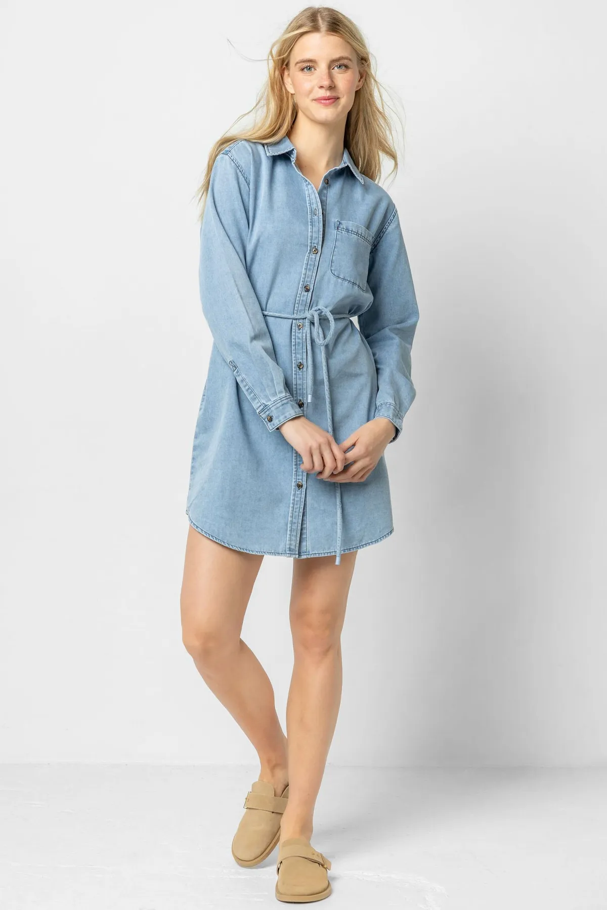 Denim Shirt Dress | Light Wash