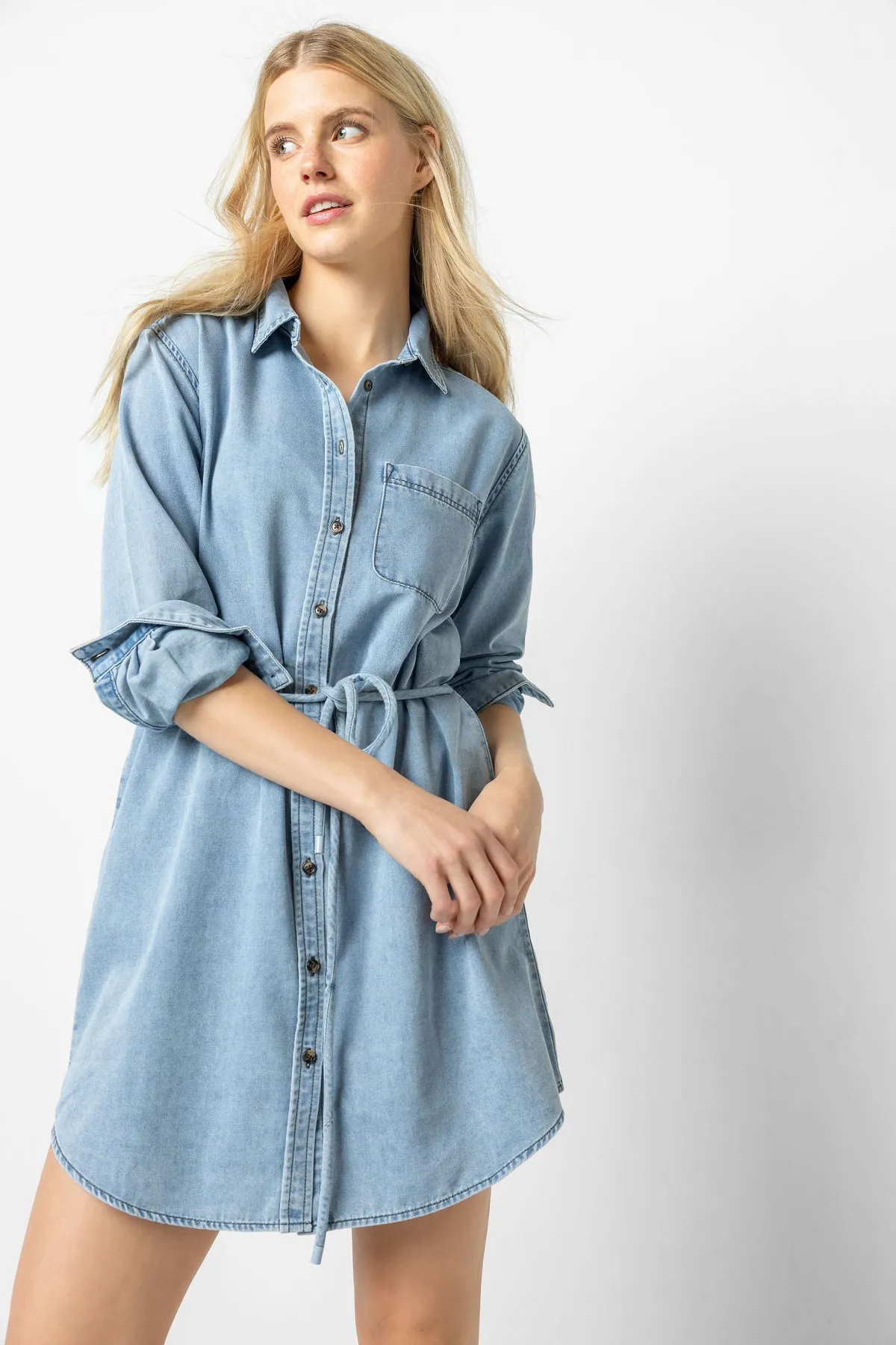 Denim Shirt Dress | Light Wash