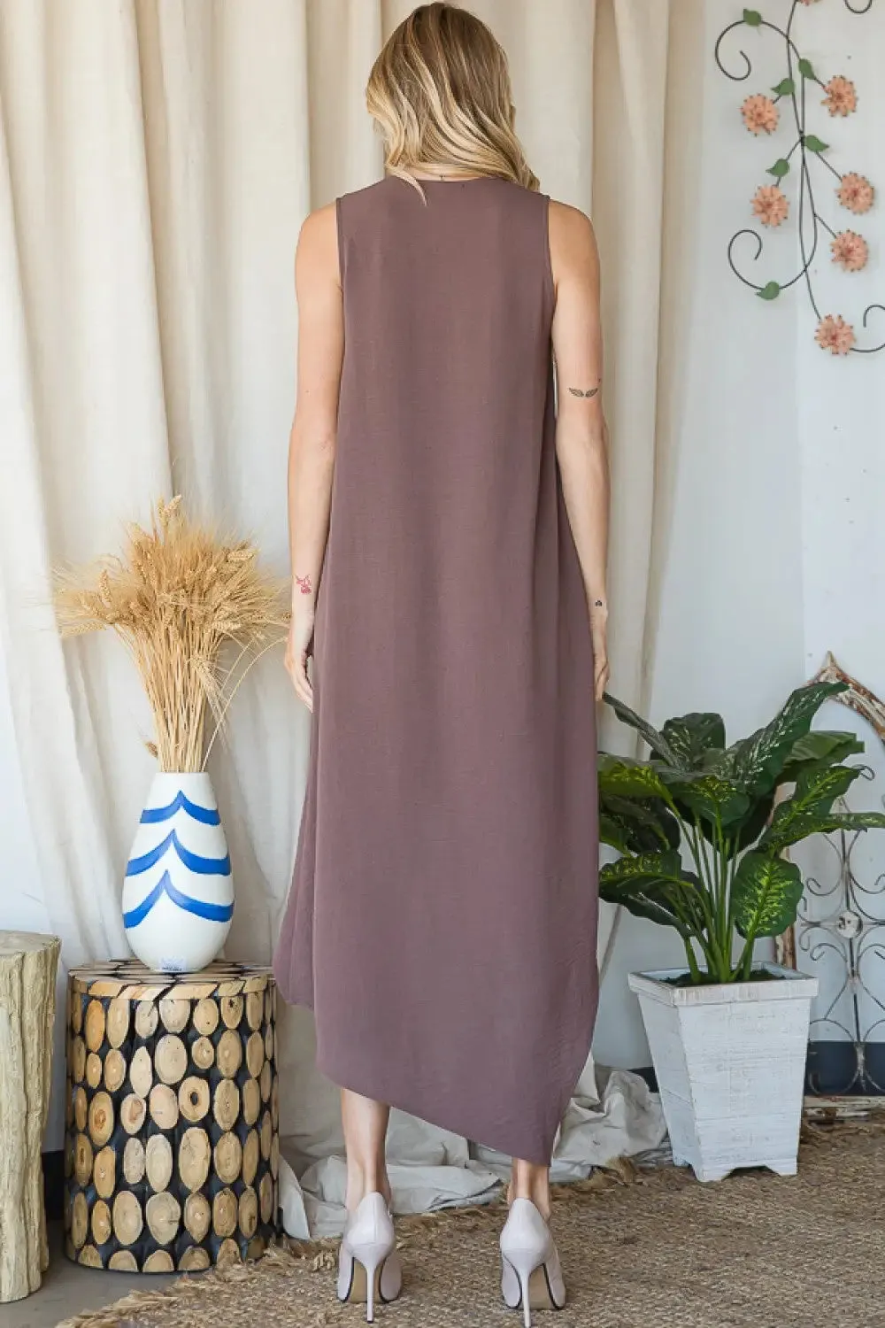 DRAPED FRONT HI-LOW DRESS