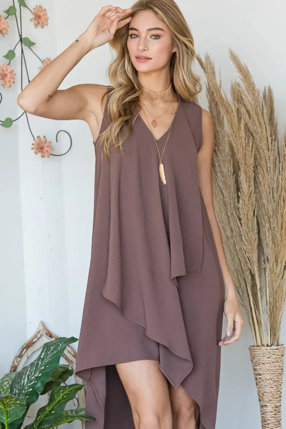 DRAPED FRONT HI-LOW DRESS