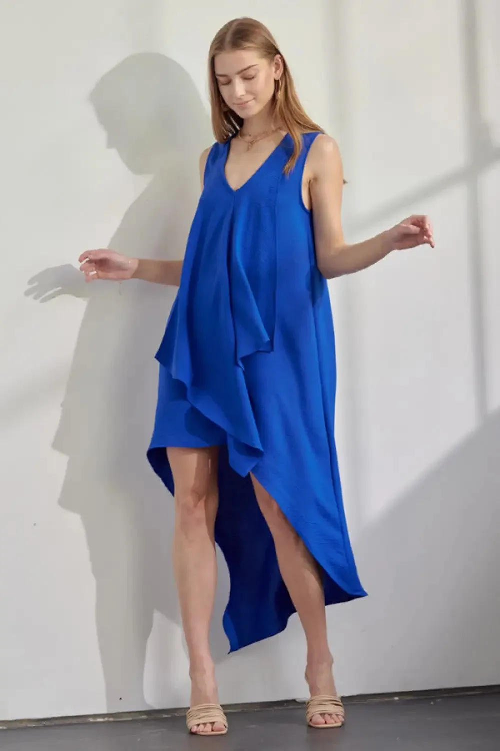 DRAPED FRONT HI-LOW DRESS