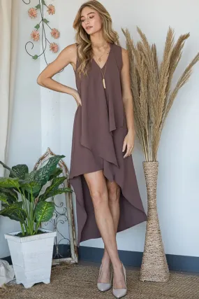DRAPED FRONT HI-LOW DRESS