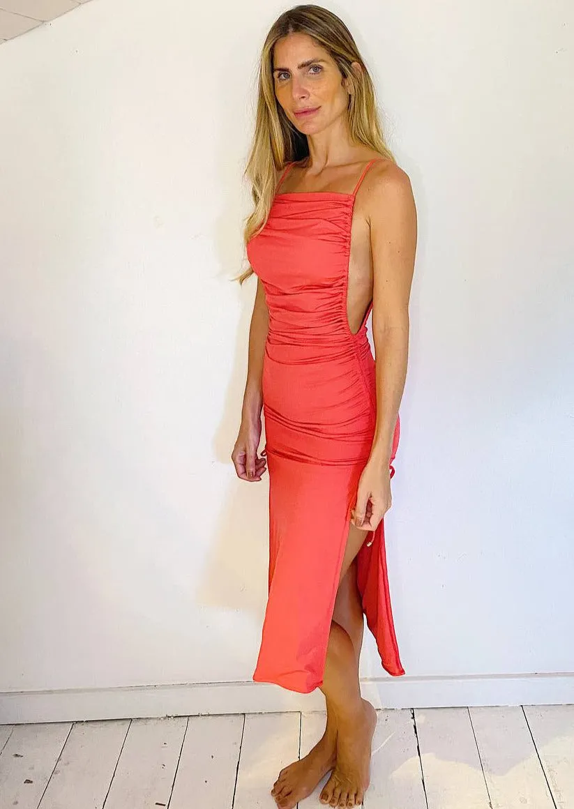 DRESS - DRAPED CORAL