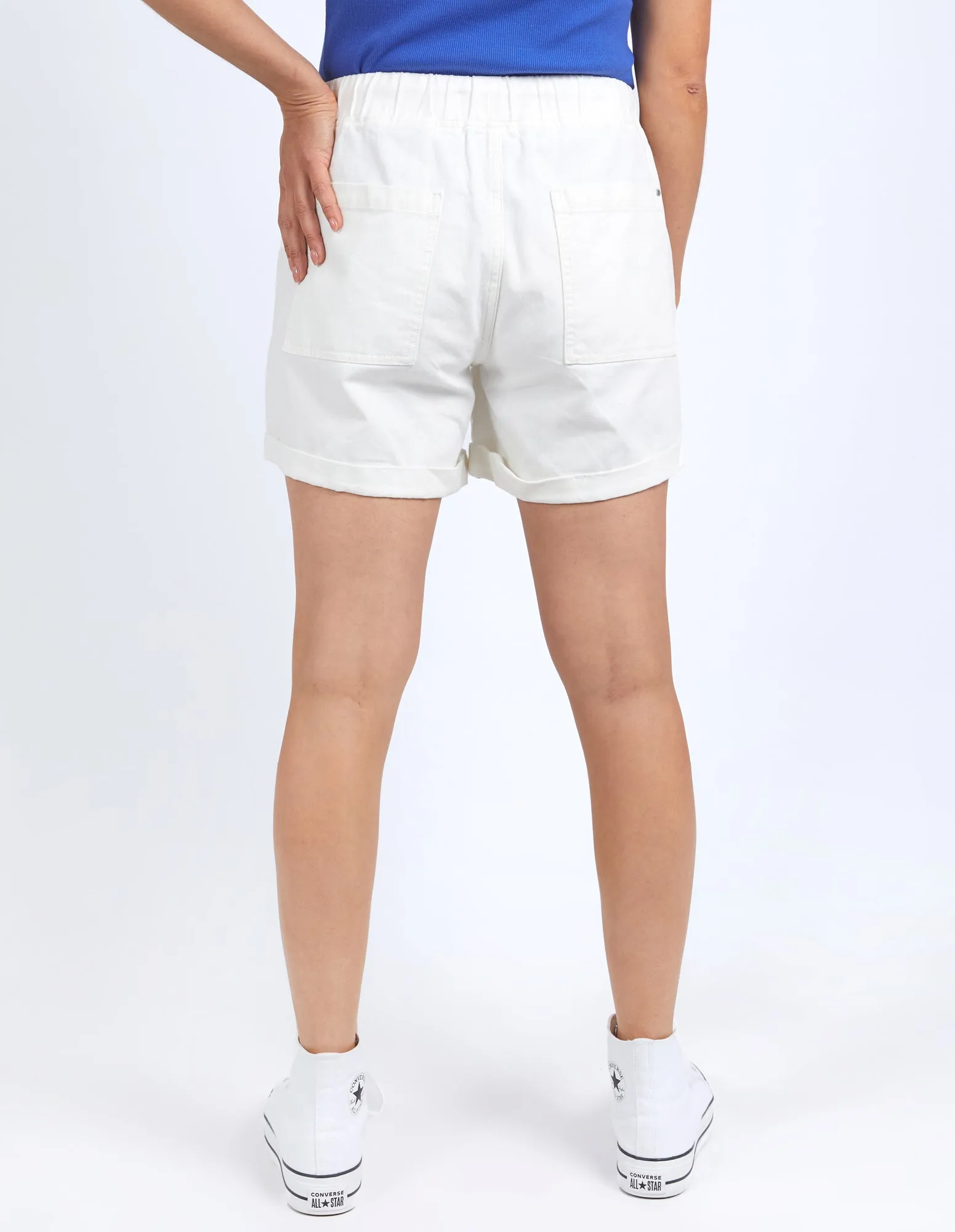 Elm Emma Relaxed Denim Short Vintage White