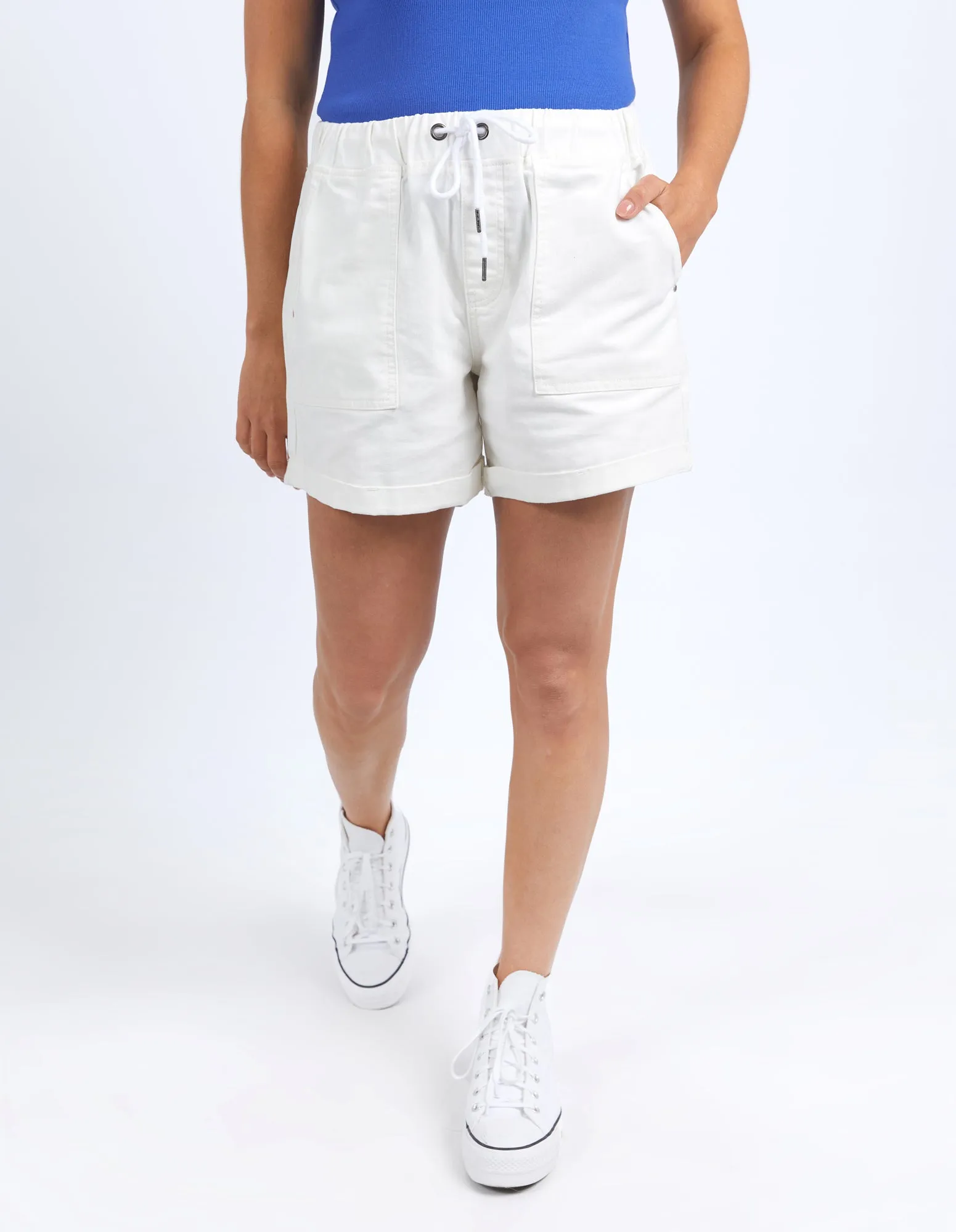 Elm Emma Relaxed Denim Short Vintage White