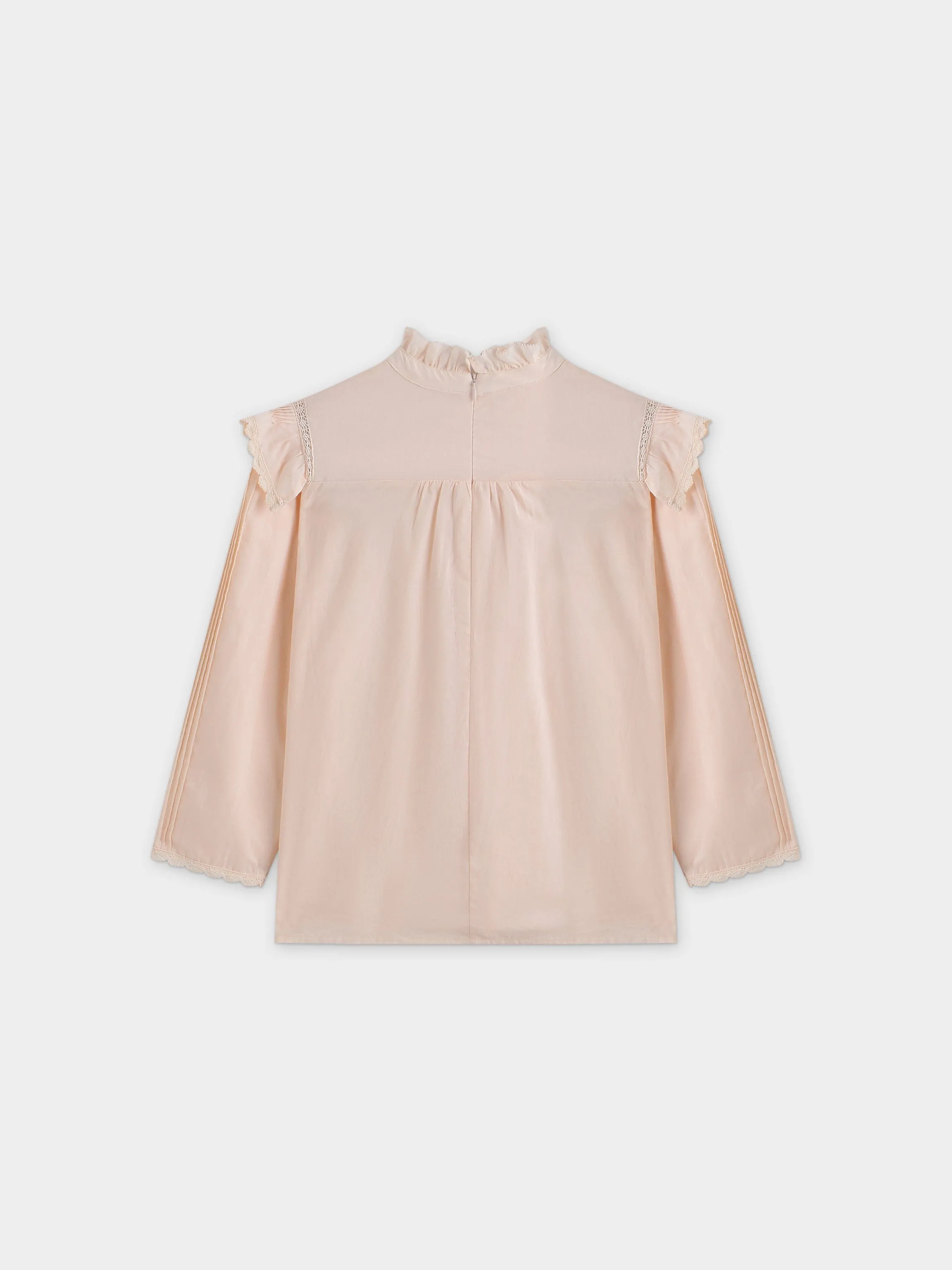 Eyelet Trimmed Blouse-Peach