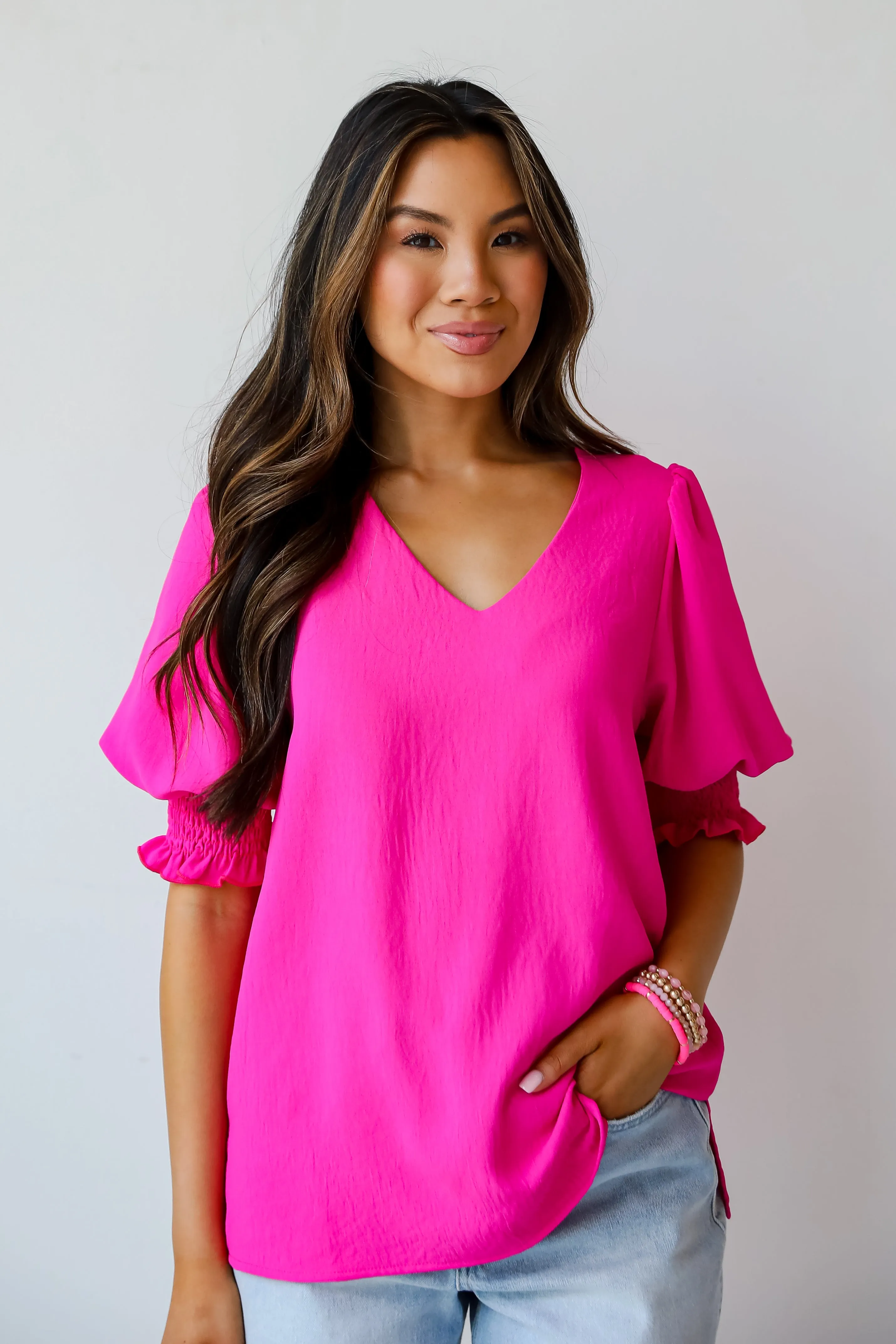 FINAL SALE - Chic Intent Hot Pink Blouse