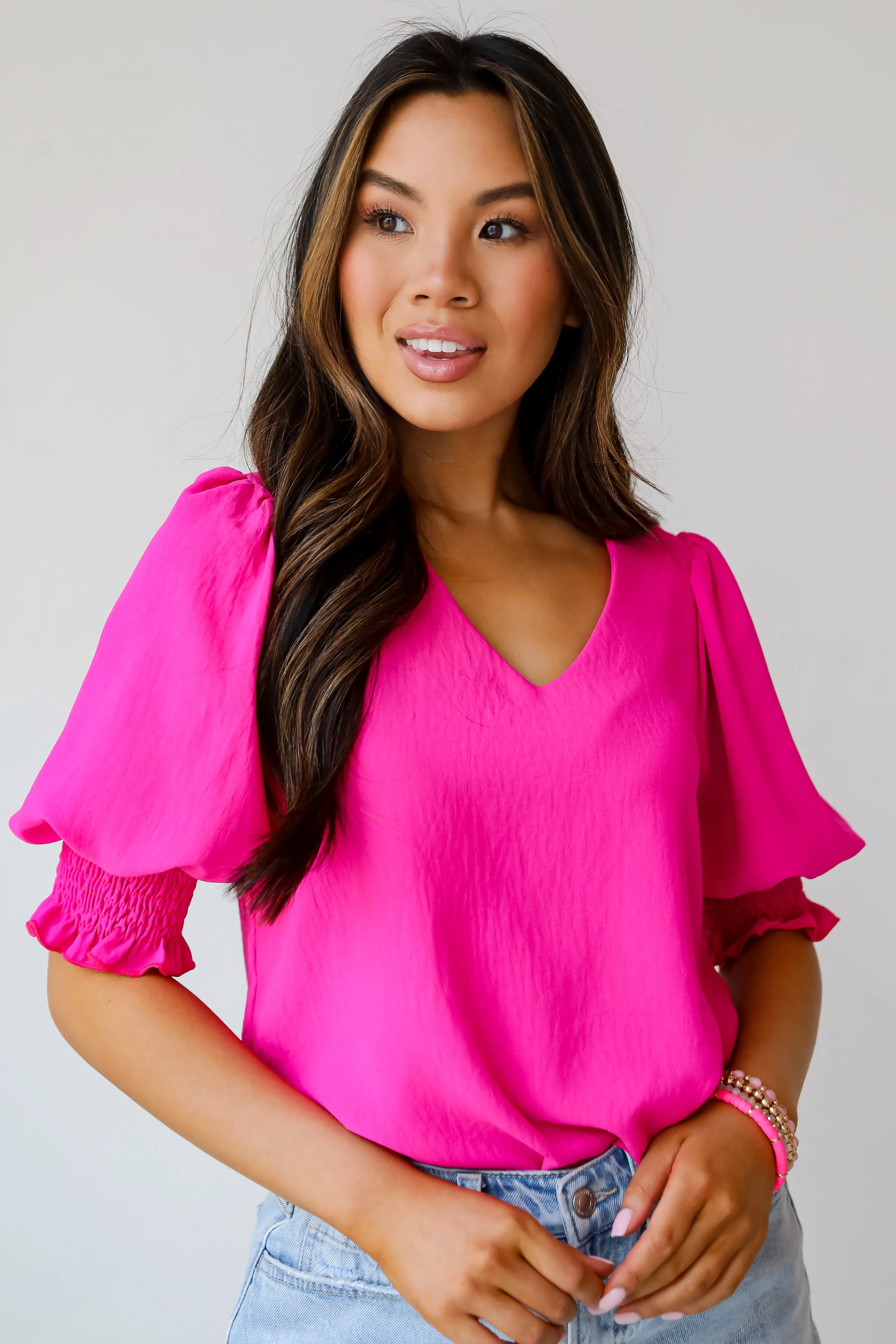 FINAL SALE - Chic Intent Hot Pink Blouse