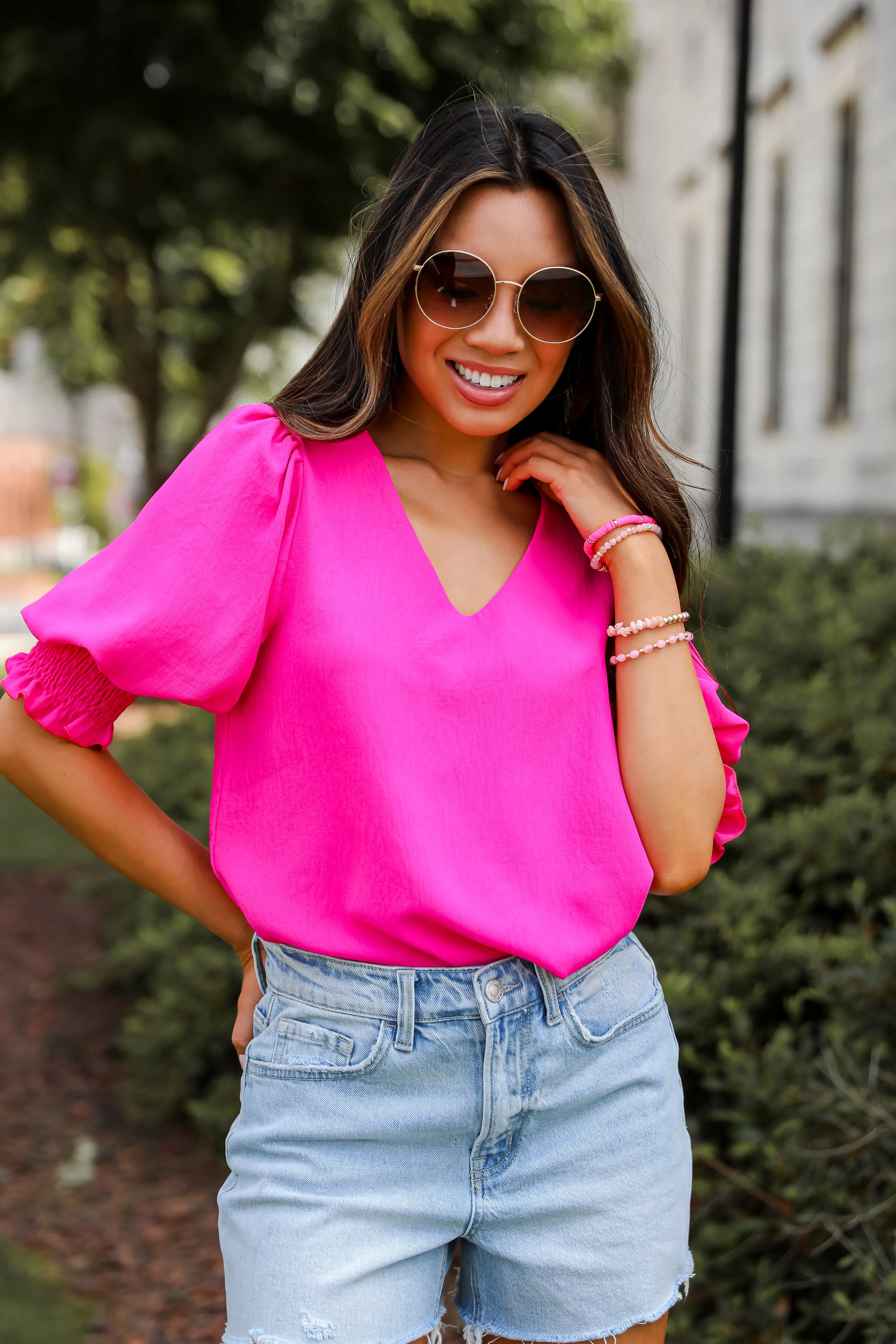 FINAL SALE - Chic Intent Hot Pink Blouse