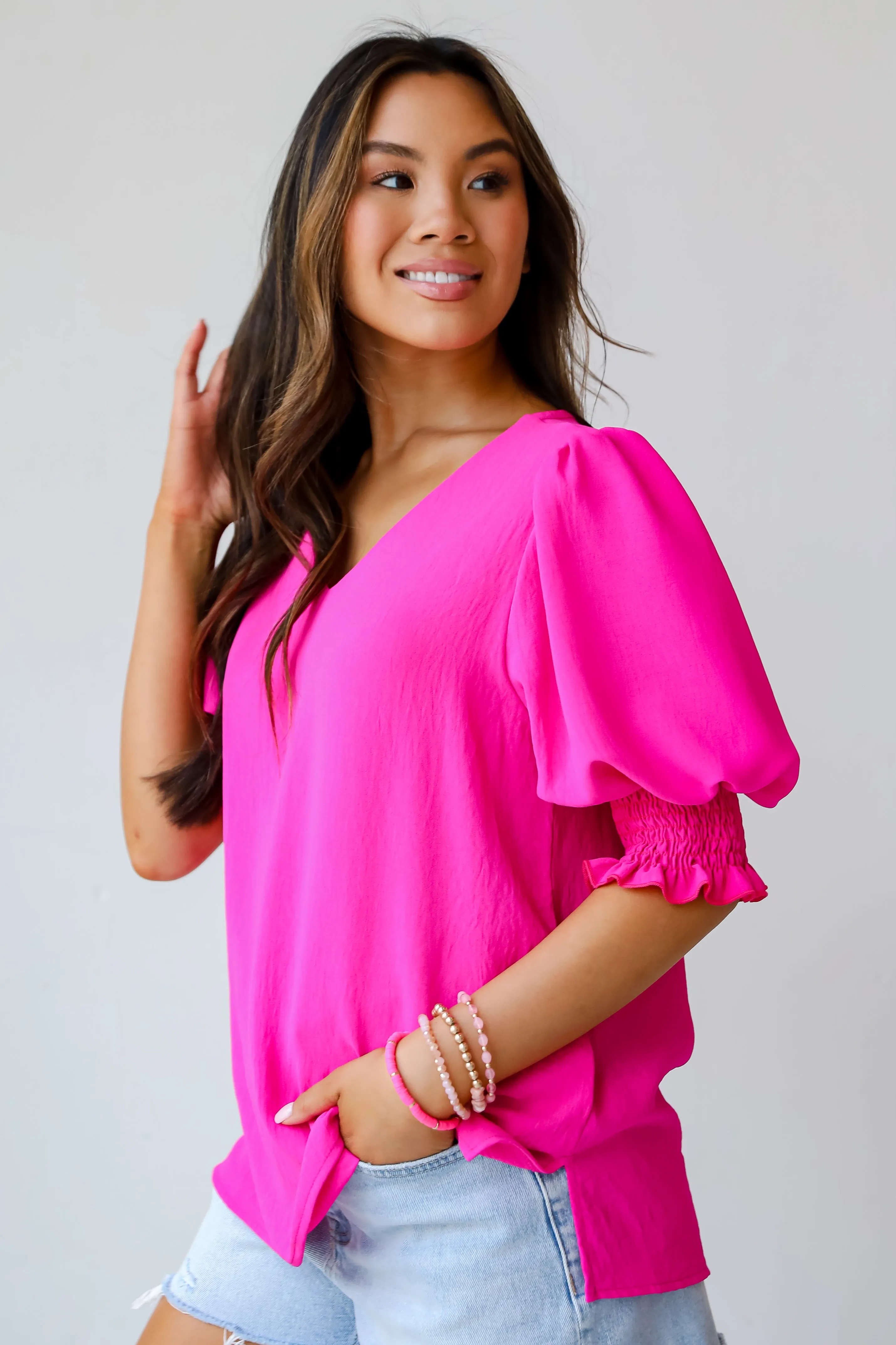 FINAL SALE - Chic Intent Hot Pink Blouse