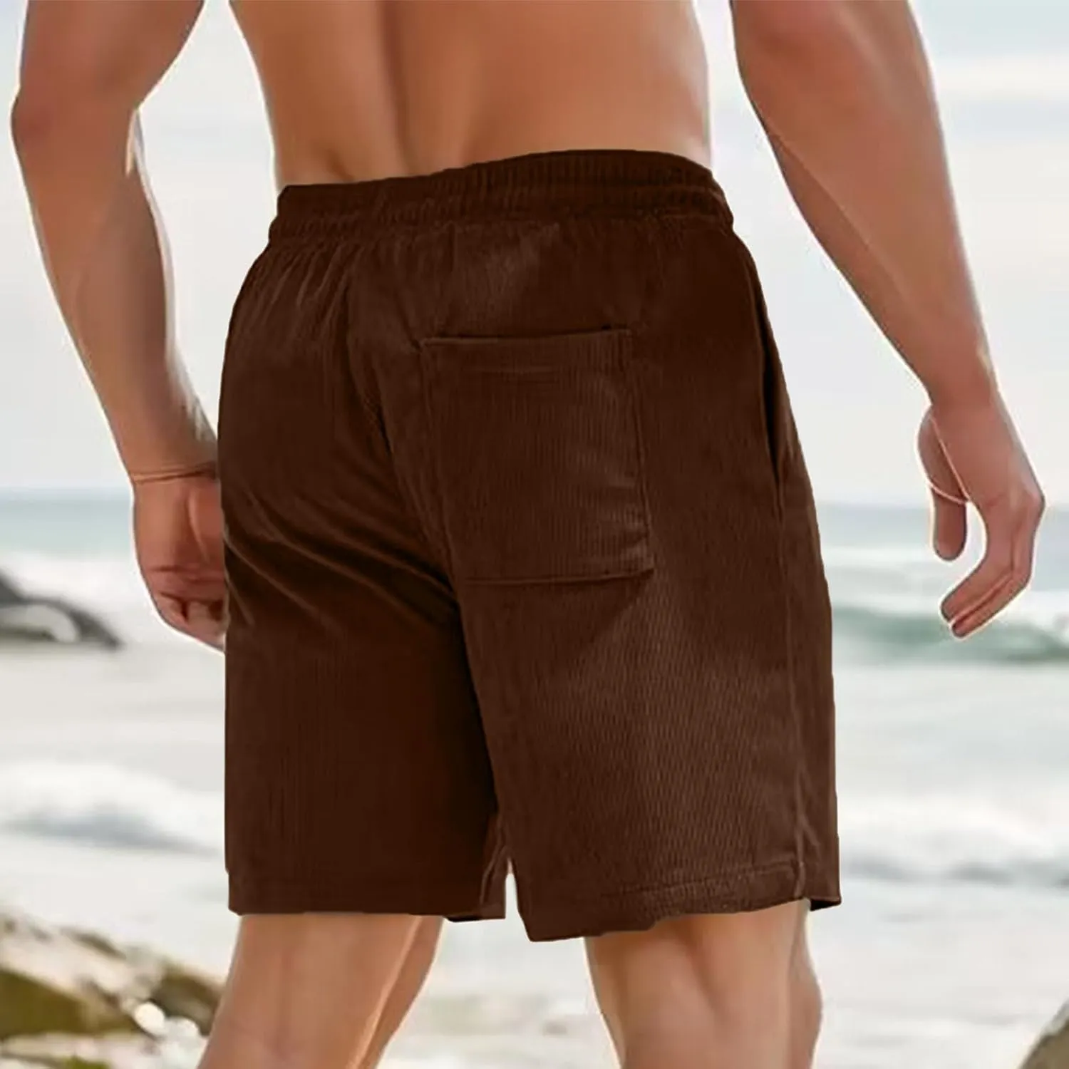 generic Mens Shorts Fashion Spring Fall Corduroy Shorts Boys Casual Relaxed Fit Loungewear Fitness Gym Shorts Elastic Waist
