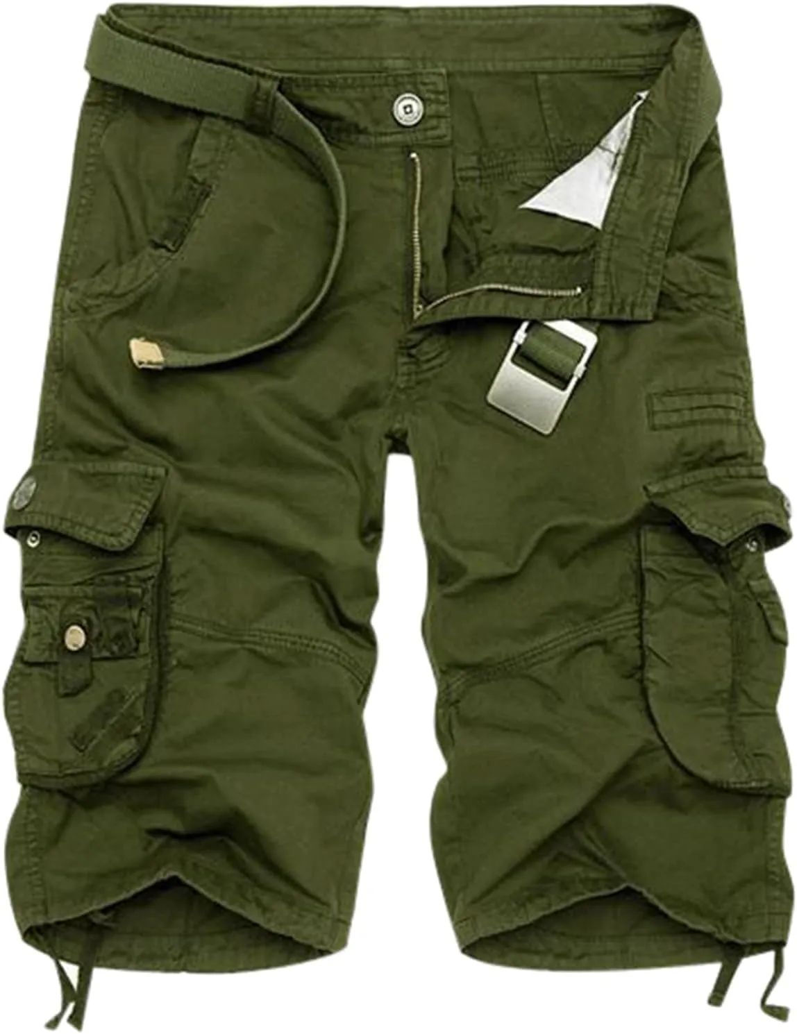 GIERIDUC Mens Cargo Shorts Elastic Drawstring Athletic Shorts Summer Casual Cotton Shorts Big & Tall Relaxed Fit Work Shorts
