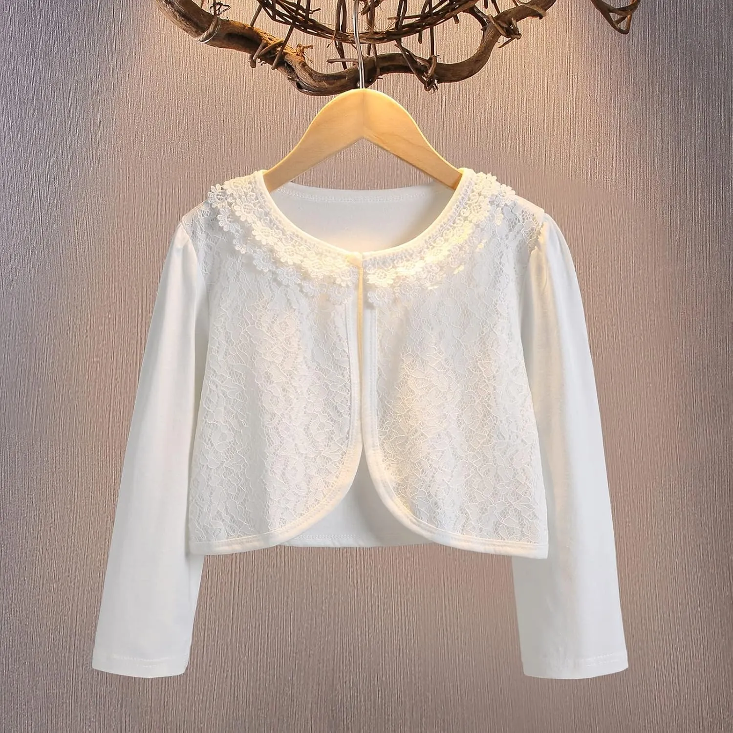 Girls Bolero Shrugs 3/4 Long Sleeve Light-Weight Bolero Cardigan Dress Cover Up for Communion