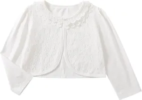 Girls Bolero Shrugs 3/4 Long Sleeve Light-Weight Bolero Cardigan Dress Cover Up for Communion
