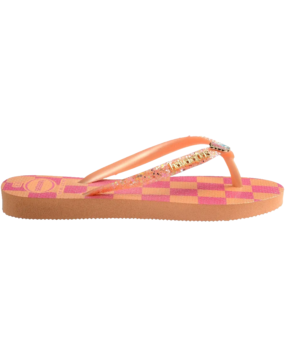 Girls Slim Glitter Trendy Flip Flops in Peach