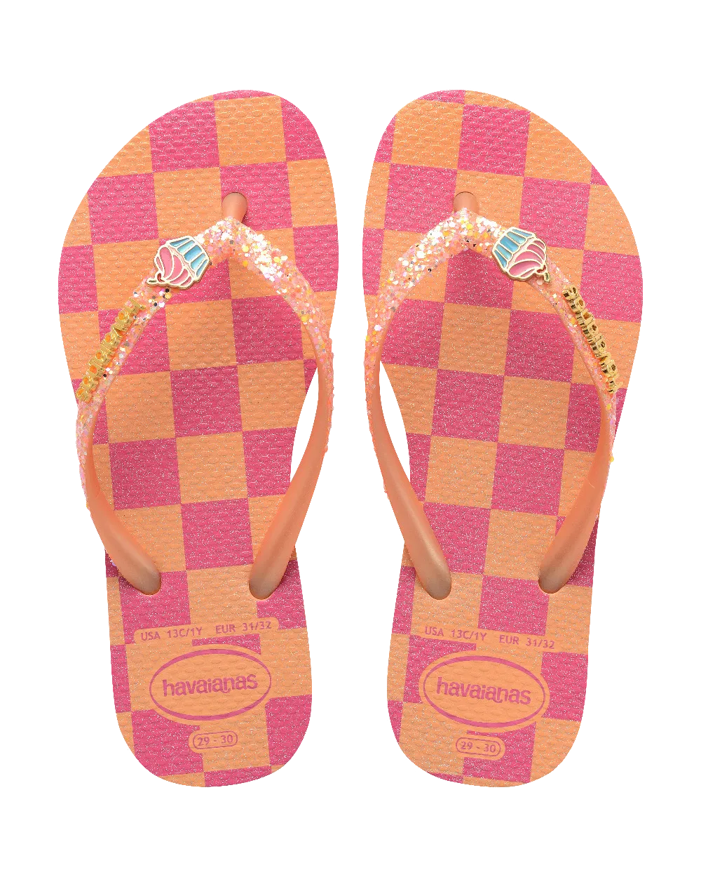 Girls Slim Glitter Trendy Flip Flops in Peach