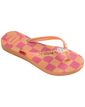 Girls Slim Glitter Trendy Flip Flops in Peach