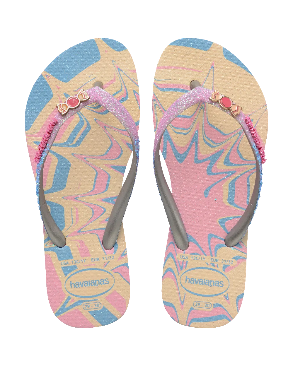 Girls Slim Glitter Trendy Flip Flops in Pink Glow