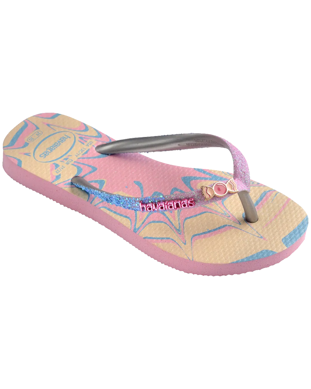 Girls Slim Glitter Trendy Flip Flops in Pink Glow