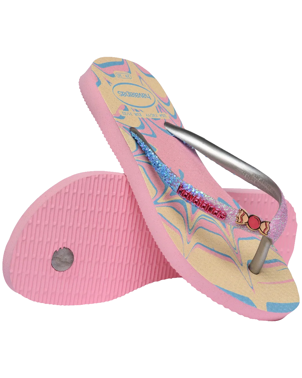 Girls Slim Glitter Trendy Flip Flops in Pink Glow