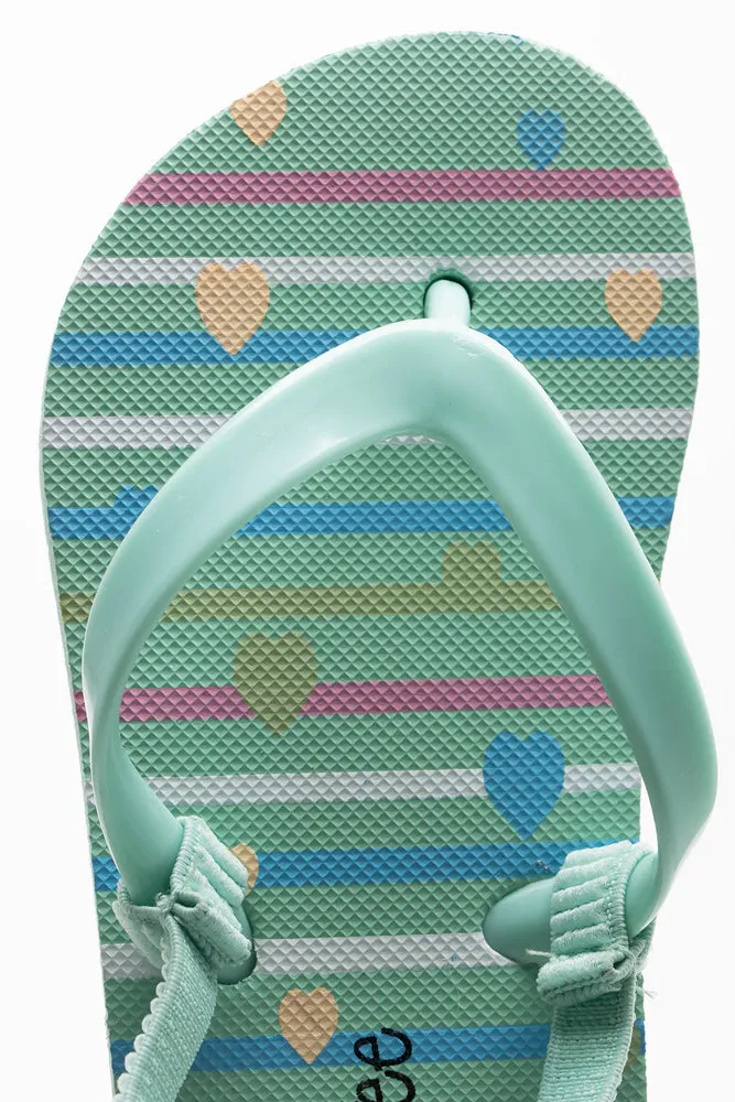 Heart Flip Flop Green