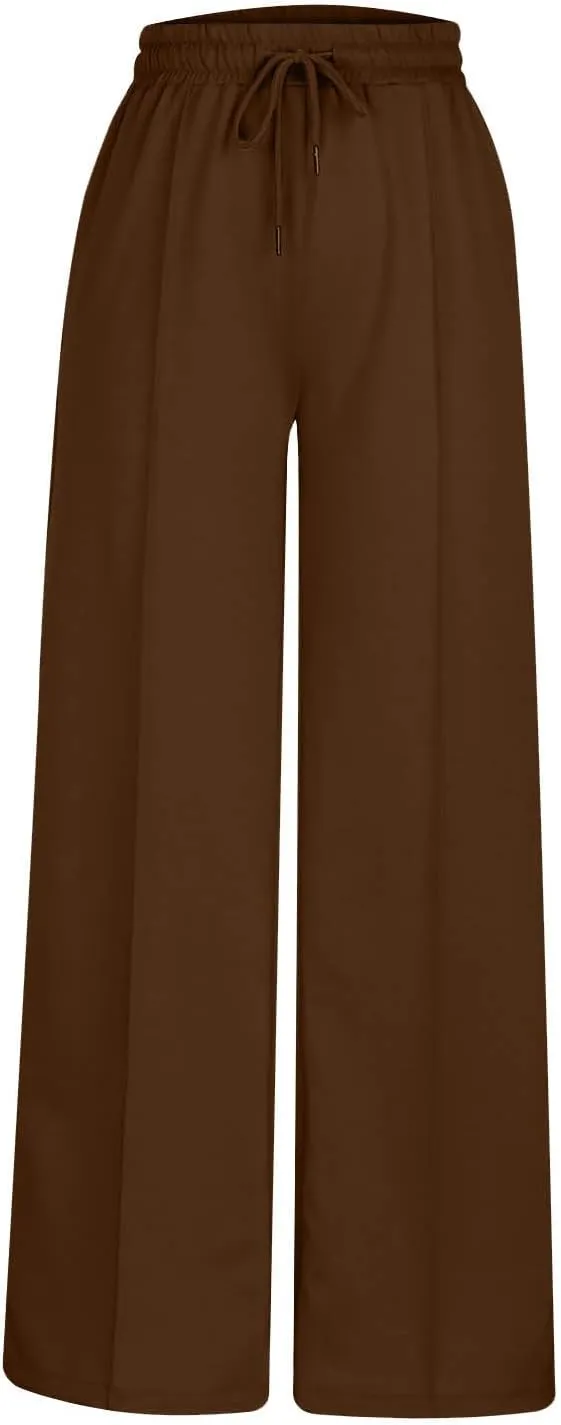 High Waist Pants Women Baggy Chino Pant Elastic Waist Casual Trousers Light Straight Leg Pants Lace Up Yoga Pants