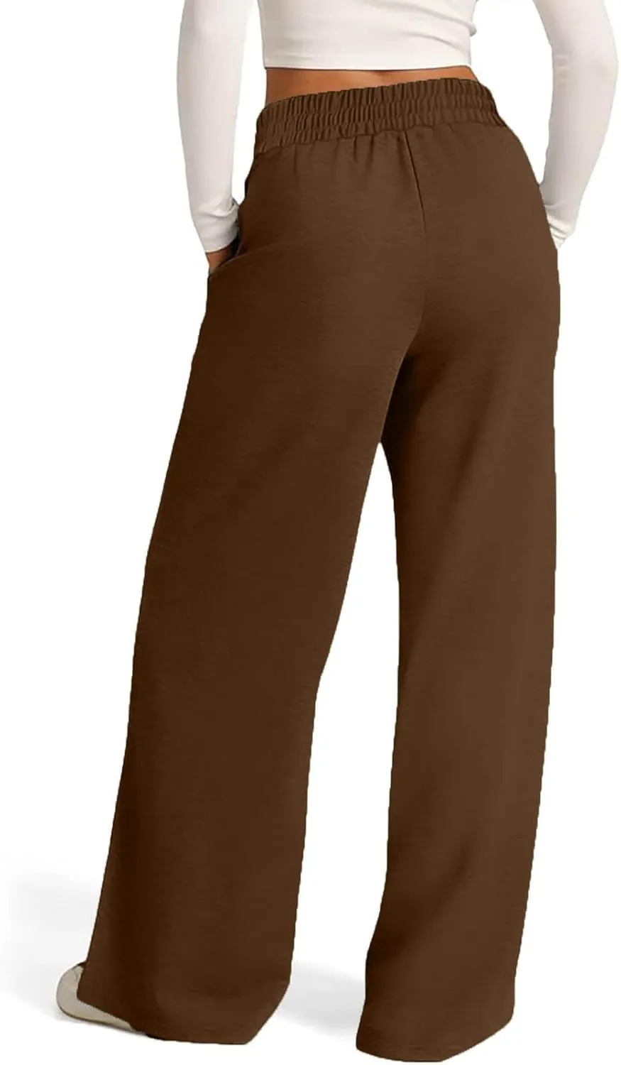 High Waist Pants Women Baggy Chino Pant Elastic Waist Casual Trousers Light Straight Leg Pants Lace Up Yoga Pants