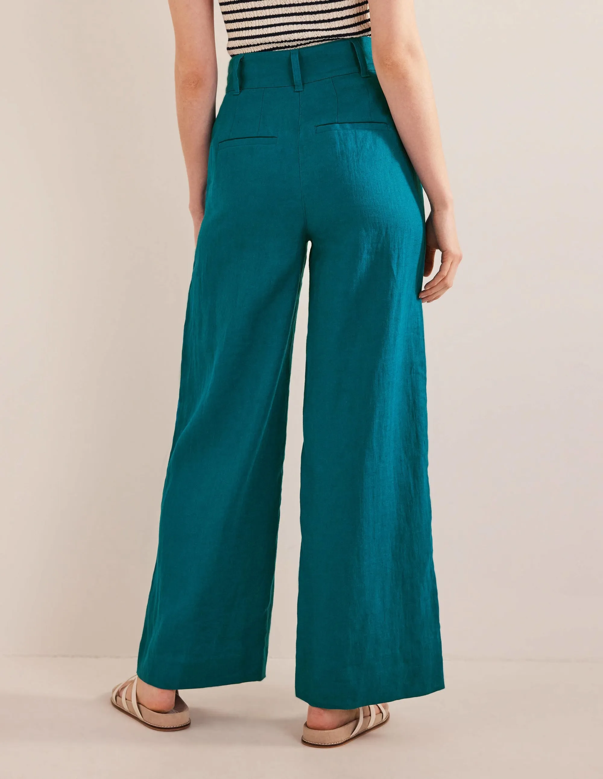 Highbury Linen Trousers-Crystal Teal