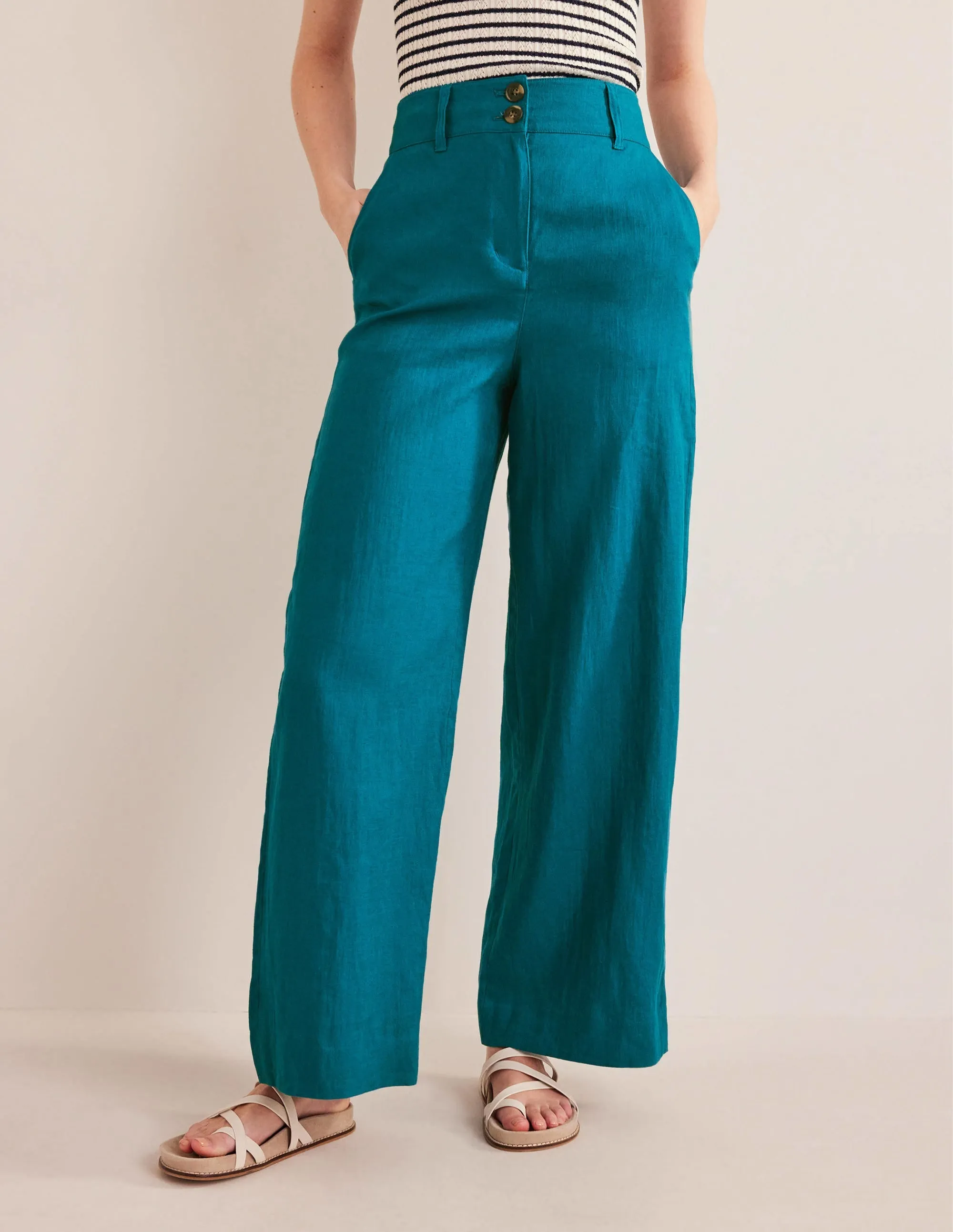 Highbury Linen Trousers-Crystal Teal