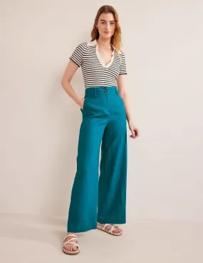 Highbury Linen Trousers-Crystal Teal